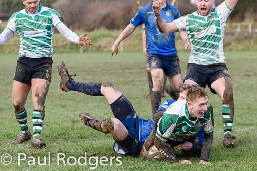 Fly half James Stephens scores a try for Whitland